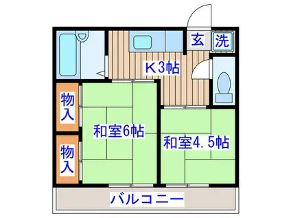 コーポ千葉(2K/3階)の間取り写真
