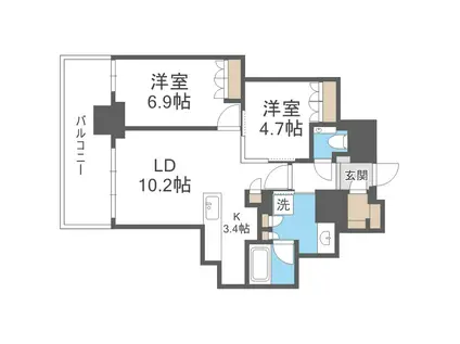 ザ・札幌タワーズ イーストタワー(2LDK/27階)の間取り写真