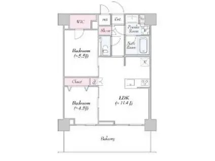 アーバンリンク護国寺(2LDK/1階)の間取り写真