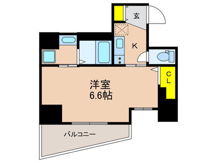 グルーブ神戸元町アリア(1K/8階)の間取り写真