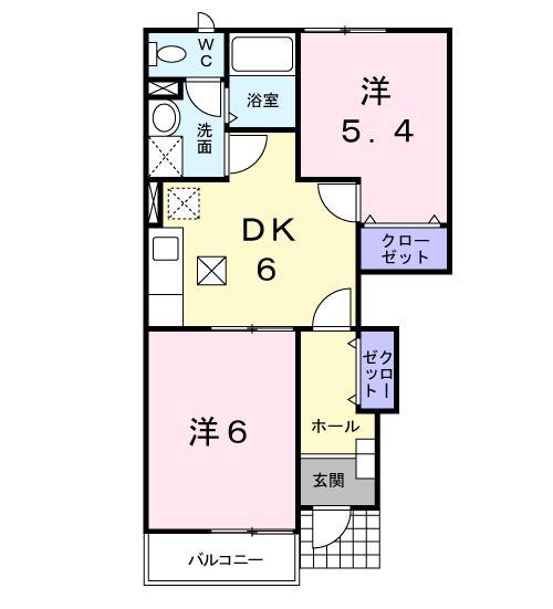 白蔵IIIB(2DK/1階)の間取り写真