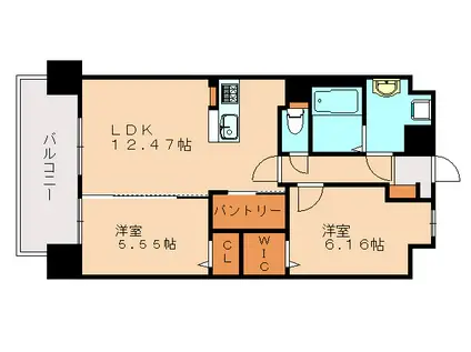 THE STAGE紅梅(2LDK/6階)の間取り写真