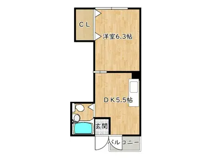 メゾンミフク(1DK/4階)の間取り写真