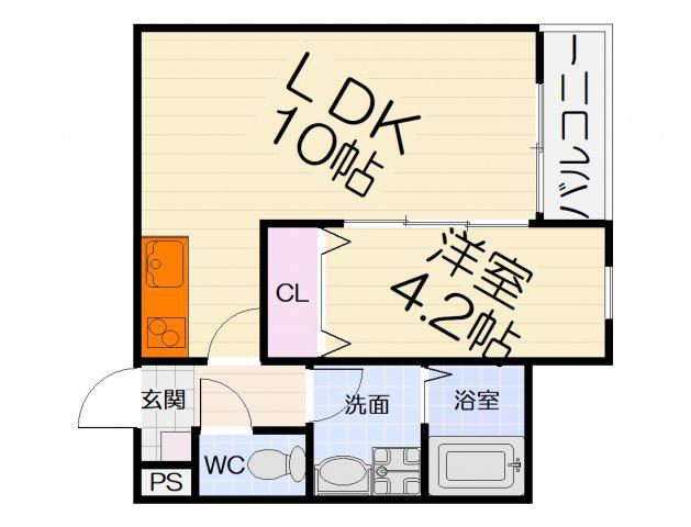 レヴール鳳南(1LDK/1階)の間取り写真