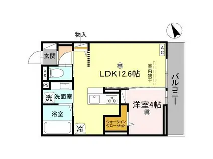 D-PLACE町坪(1LDK/3階)の間取り写真