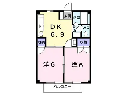 HEARTHOUSE(2DK/1階)の間取り写真