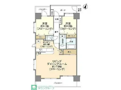 コスモ浦和グレイスフォルム(2LDK/11階)の間取り写真