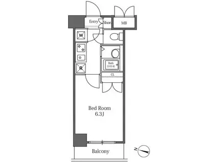 ラサンテ広尾(1K/5階)の間取り写真