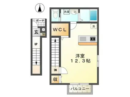 ラ・フォレスタ(1K/2階)の間取り写真