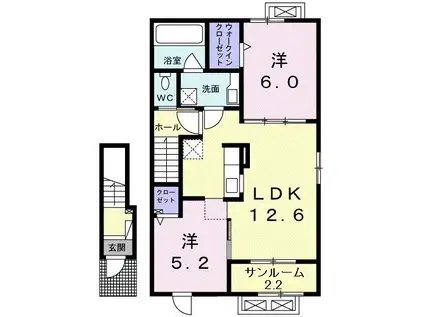 カーサ アザレア(2LDK/2階)の間取り写真
