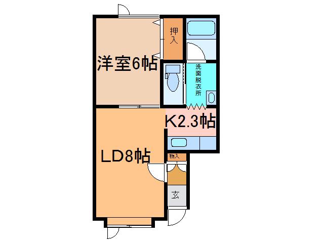 ＪＲ根室本線 柏林台駅 徒歩45分 2階建 築25年(1LDK/1階)の間取り写真