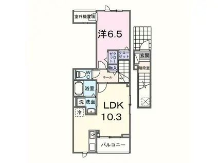 カーサ ラ ルーチェ I(1LDK/2階)の間取り写真