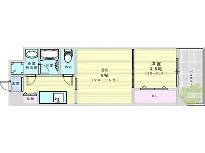 ファステート大阪マジョリティ(1DK/3階)の間取り写真