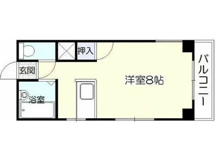 オークビラ上之園(ワンルーム/2階)の間取り写真