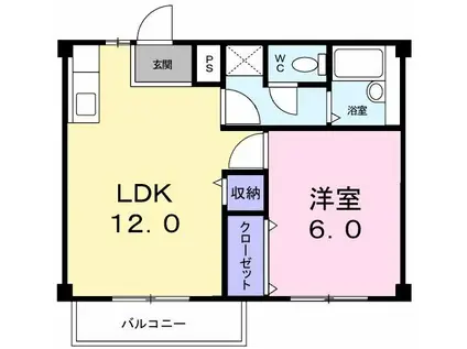 スクエアーユース美輝B(1LDK/2階)の間取り写真