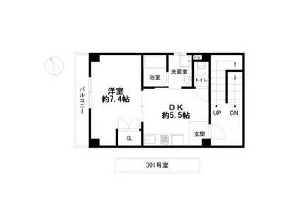 グランビア熊野町東(1DK/3階)の間取り写真