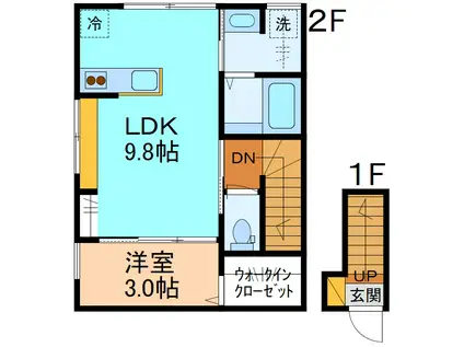 HERIOS中川原ドゥ(1LDK/2階)の間取り写真
