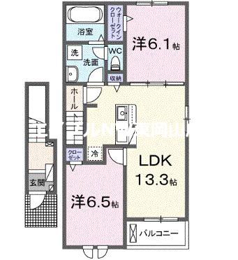 アヴェニールガーデン(2LDK/2階)の間取り写真