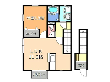 エルメゾン御幸本町(1LDK/2階)の間取り写真