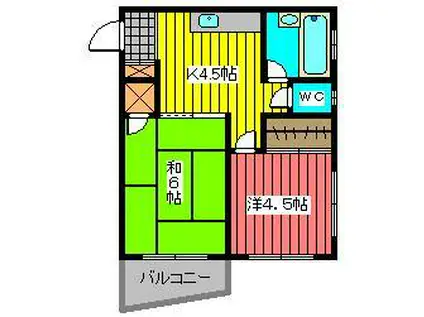 ハートピア駒込(2K/2階)の間取り写真