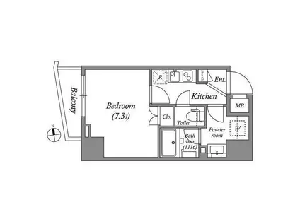 オーパスホームズ大泉学園II(1K/4階)の間取り写真