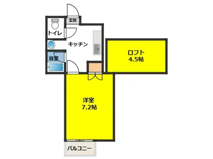 ピースフルI(1K/1階)の間取り写真