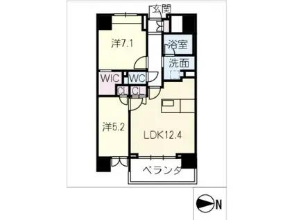 シーズンフラッツ今池ノース(2LDK/3階)の間取り写真