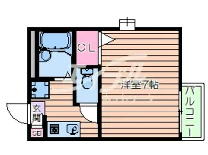 パーシモンハウスIIH棟(1K/2階)の間取り写真