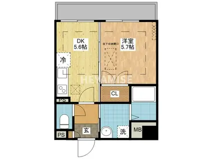 グレシアスルネス(1DK/2階)の間取り写真