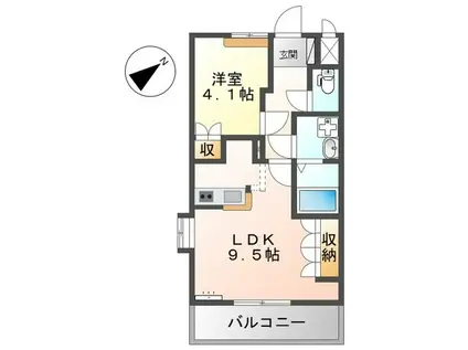 クレディール(1LDK/2階)の間取り写真