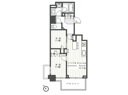 ザ・パークハウス赤坂レジデンス(2LDK/11階)の間取り写真