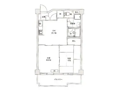 三越ゼームス坂マンション(2DK/8階)の間取り写真