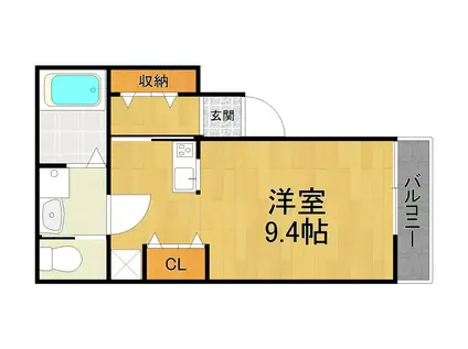 メイユール伊丹西台(ワンルーム/3階)の間取り写真