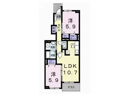 HAPPY DREAM 長泉A(2LDK/1階)の間取り写真