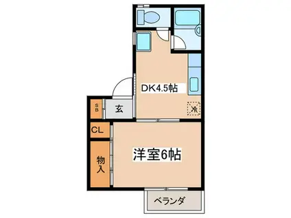 AYAビューハイツ(1DK/2階)の間取り写真