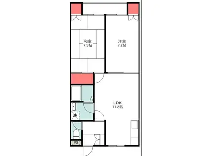 ソレイユ光の丘(2LDK/2階)の間取り写真