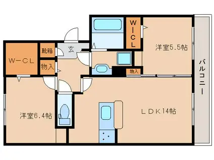 IMPERIAL(2LDK/3階)の間取り写真