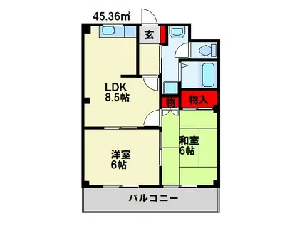 エクシード菊入I(2DK/3階)の間取り写真