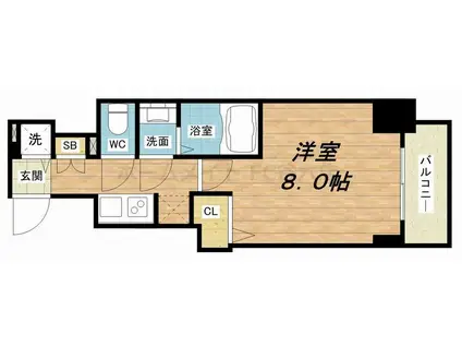 S-RESIDENCE谷町五丁目(1K/14階)の間取り写真