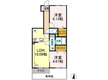 セジュールM B棟(2LDK/1階)の間取り写真