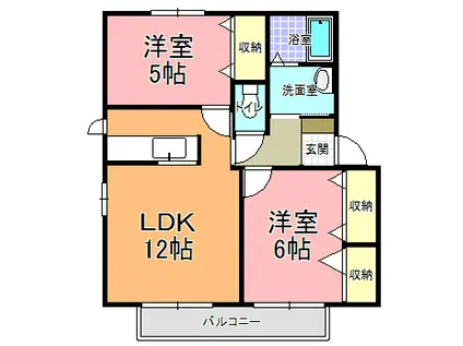 メゾンシャルムF(2LDK/1階)の間取り写真