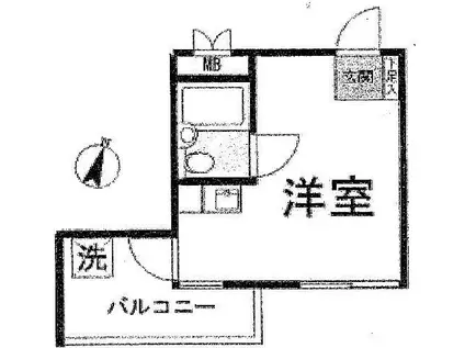 ユースフル都立大(ワンルーム/3階)の間取り写真