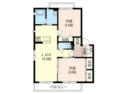 ヴィエントII(2LDK/3階)の間取り写真