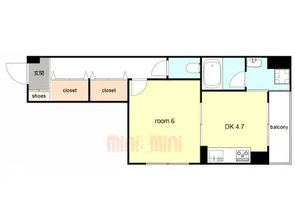 六甲グリーンハイツ(1DK/2階)の間取り写真