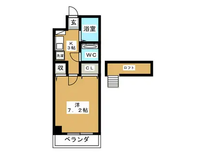 ＪＲ総武線快速 船橋駅 徒歩6分 2階建 築29年(1K/1階)の間取り写真