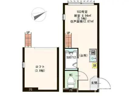 ハーモニーテラス中野II(ワンルーム/1階)の間取り写真