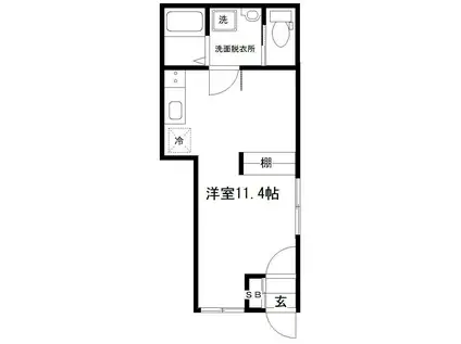 ポミエ富沢西(ワンルーム/1階)の間取り写真