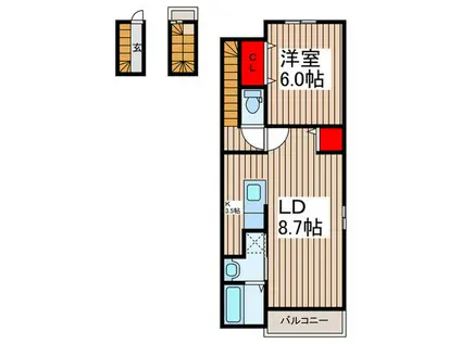 ルミエールB(1LDK/3階)の間取り写真