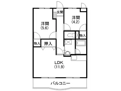 グランシャリオ(2LDK/2階)の間取り写真