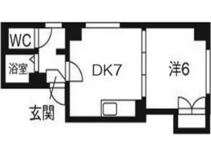 プログレスコート六番館(1DK/2階)の間取り写真